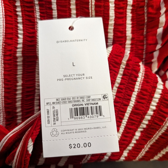 Isabel Maternity Tie Strap Tank Top Red Striped - Picture 6 of 9